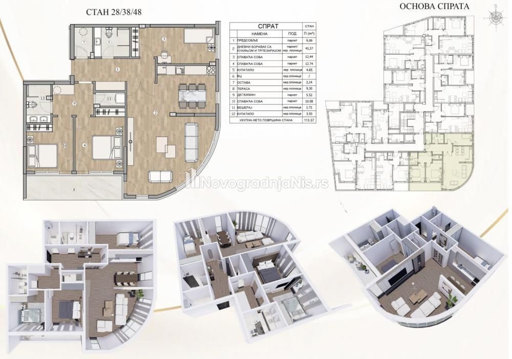 Troiposoban stan na prodaju, 113.57m², 254.250€