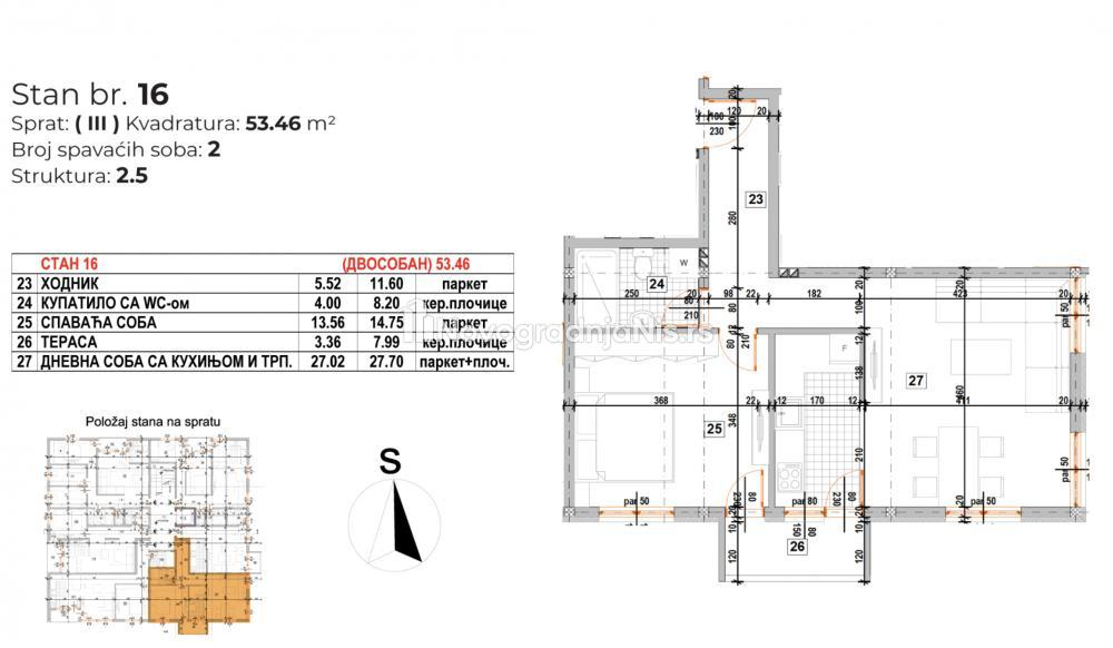 Dvoiposoban stan na prodaju, 53.66m², 99.271€
