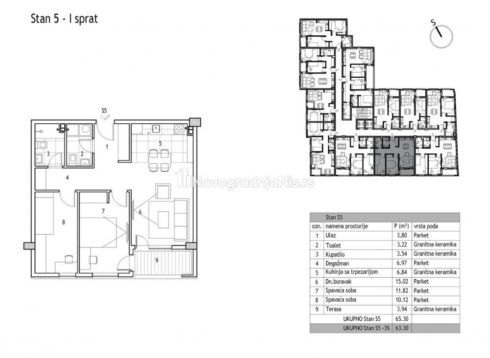 U blizini Delta Planeta, Dvoiposoban stan na prodaju, 63.3m², 189.000€