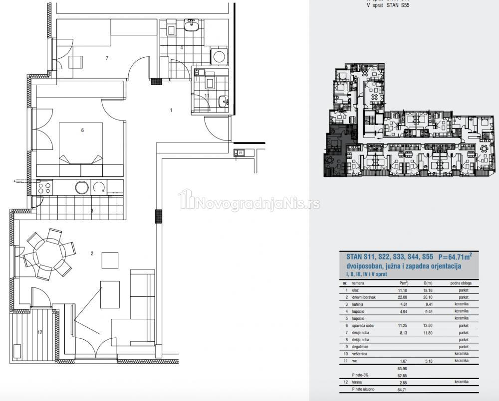 Dvoiposoban stan na prodaju, 64.42m², 161.050€
