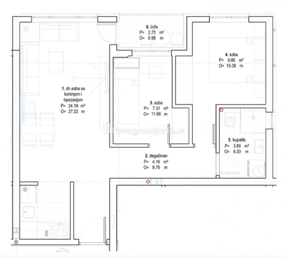 Dvoiposoban stan na prodaju, 50.68m², 115.000€