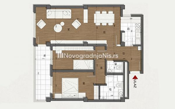 U blizini Delte, Dvoiposoban stan na prodaju, 72m², 151.200€