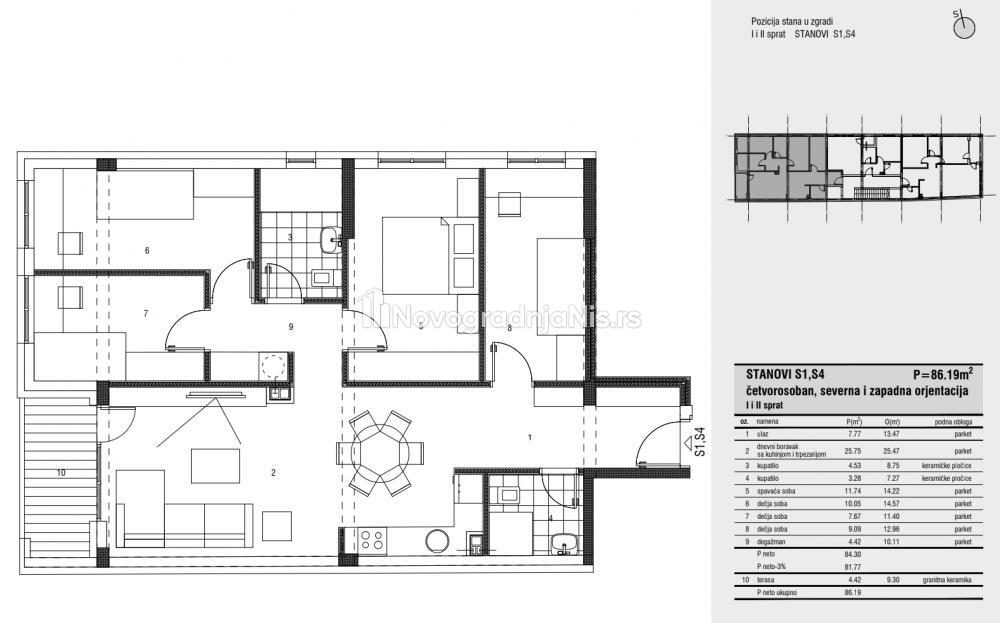 U blizini Delte, Četvorosoban stan na prodaju, 86.19m², 212.850€