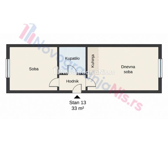 U blizini kafane Verige, Jednoiposoban stan na prodaju, 33m², 59.400€