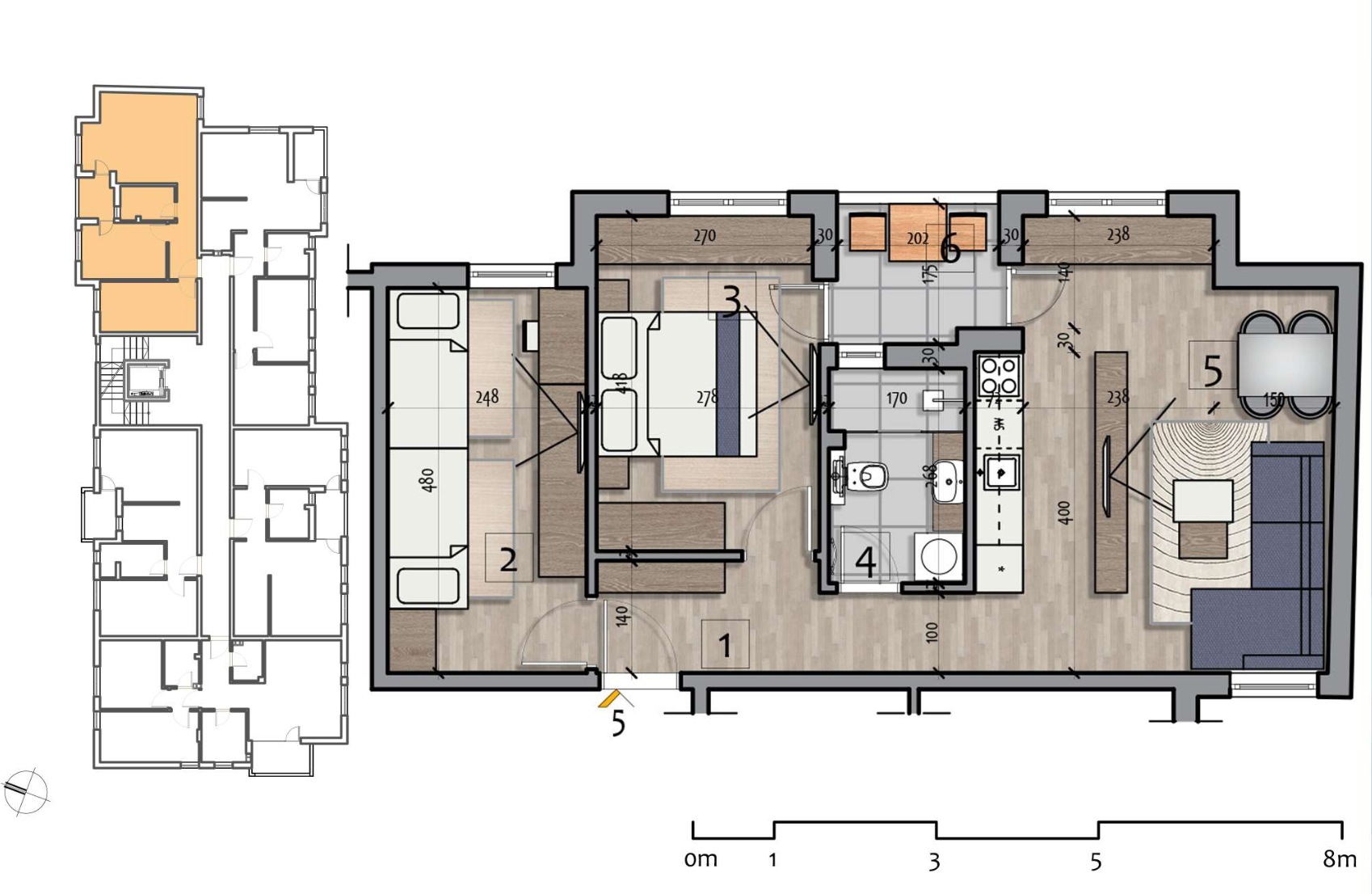 Dvoiposoban stan na prodaju, 58.88m², 105.984€
